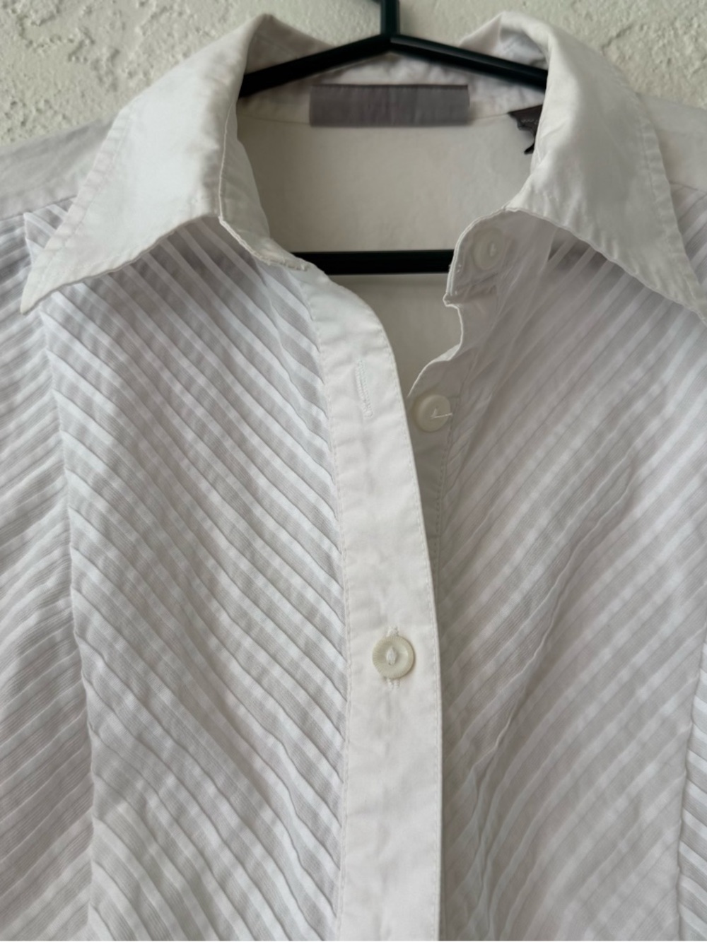 Women's White Textured Button-Up Shirt with cufflinks